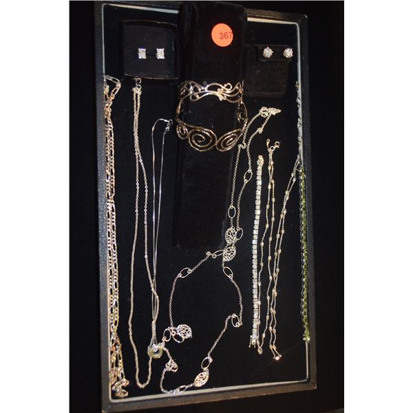 STERLING SILVER: NECKLACES, BRACELETS & EARRINGS (12 PCS)
