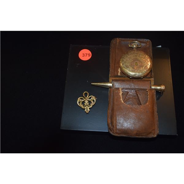 POCKET WATCH, PEN, BROOCH