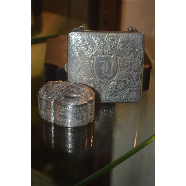 SOUTH EAST ASIAN SILVER BOX & CONTINENTAL SILVER COIN PURSE W/MIRROR