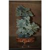 Image 1 : CHINESE SERPENTINE JADE CARVING OF PEONIES IN VASE W/LID & STAND (11") (MISSING SOME STEMS)
