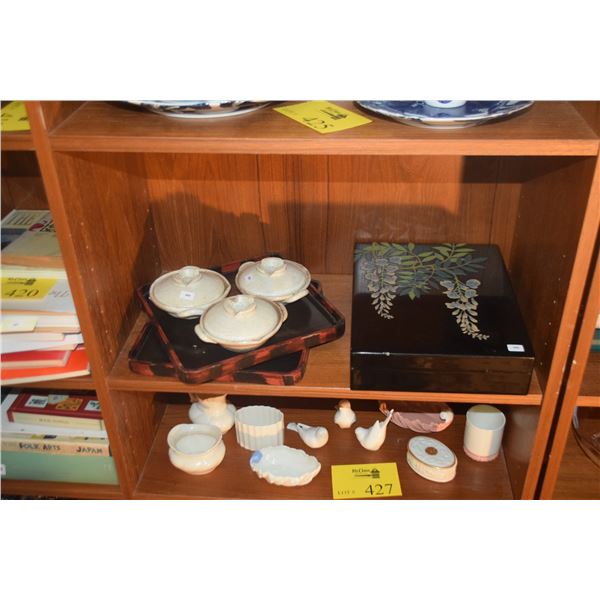 LACQUER BOX, TRAYS & COVERED BOWLS (6 PCS)