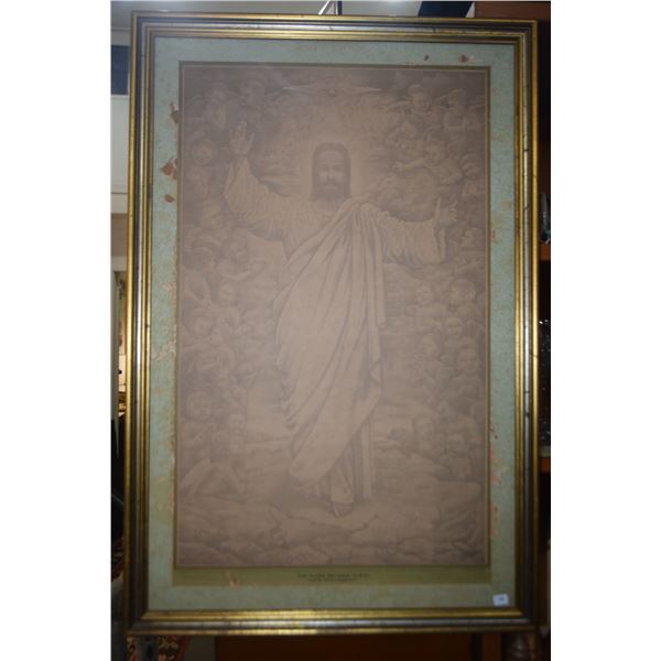 FRAMED PRINT, "THE WORD BECAME FLESH", IMAGE MADE OF ALL THE WORDS OF THE NEW TESTAMENT