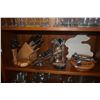 Image 1 : MIXED LOT: J.A. HENCKLE KNIFE BLOCK SET, KNIVES, PAPER MILL, WOOD COVERED BOWL, WINE HOLDER, COASTER