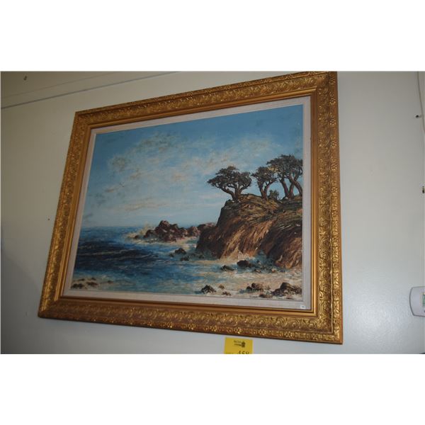 FRAMED OIL ON CANVAS, SEASCAPE (50" X 39 1/2") (SMALL RIP)