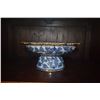 Image 1 : BLUE & WHITE THAI PEDESTAL FRUIT BOWL W/GOLD TRIM