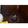 Image 2 : COLLECTION OF CRANBERRY GLASS VASES, PLATE, GLASSES & CUP (7 PCS)