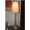 Image 1 : PAIR ETCHED CRYSTAL STICK LAMPS W/SHADES (22 1/2")