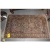 Image 1 : CHINESE HAND KNOTTED SILK PILE RUG, THE OFF-WHITE GROUND MIHRAB W/SUSPENDED LANTERN, FLOWER VASE & B