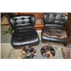 Image 1 : BLACK LEATHER ADJUSTABLE BAR STOOLS (PAIR)
