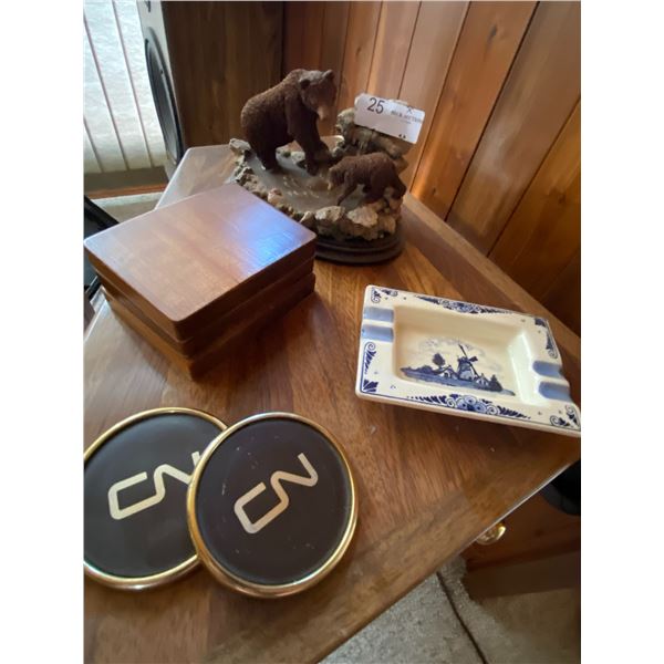 CN Coasters Wood Block Coasters Bear Ornament