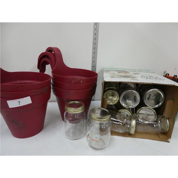 canning jars & hanging plant pots