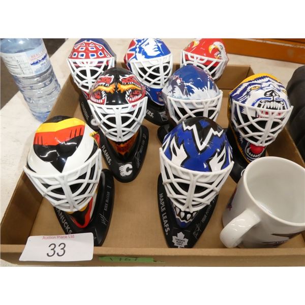NHL goalie mask figurines