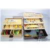 Image 1 : Two tackle boxes containing lures, hooks, line etc.