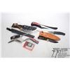Image 1 : Selection of knives including hand made fixed blade with Hirsekorn blade with branded leather sheath