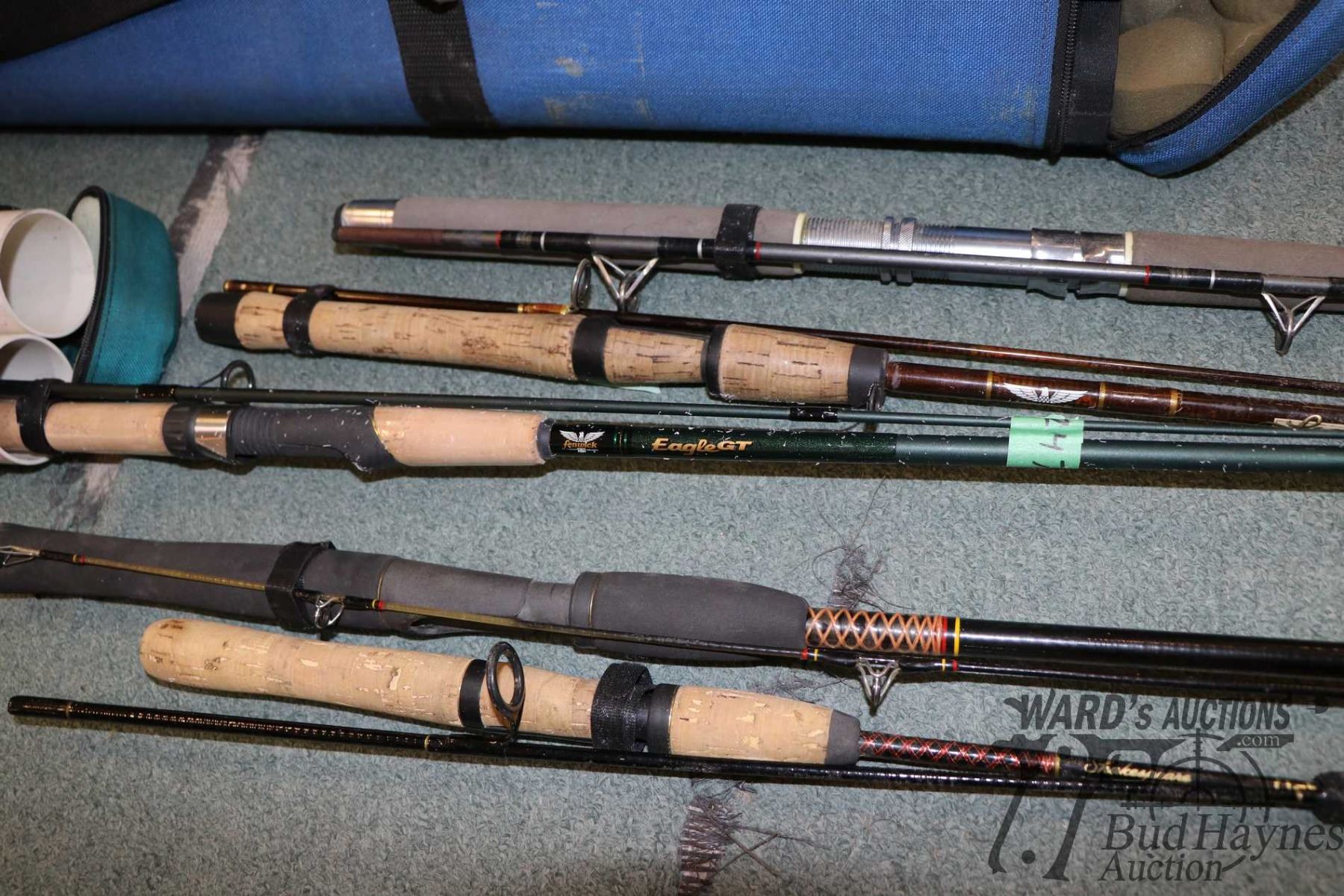 Selection of fishing rods etc. including two piece Fenwick Eagle GT rod ...