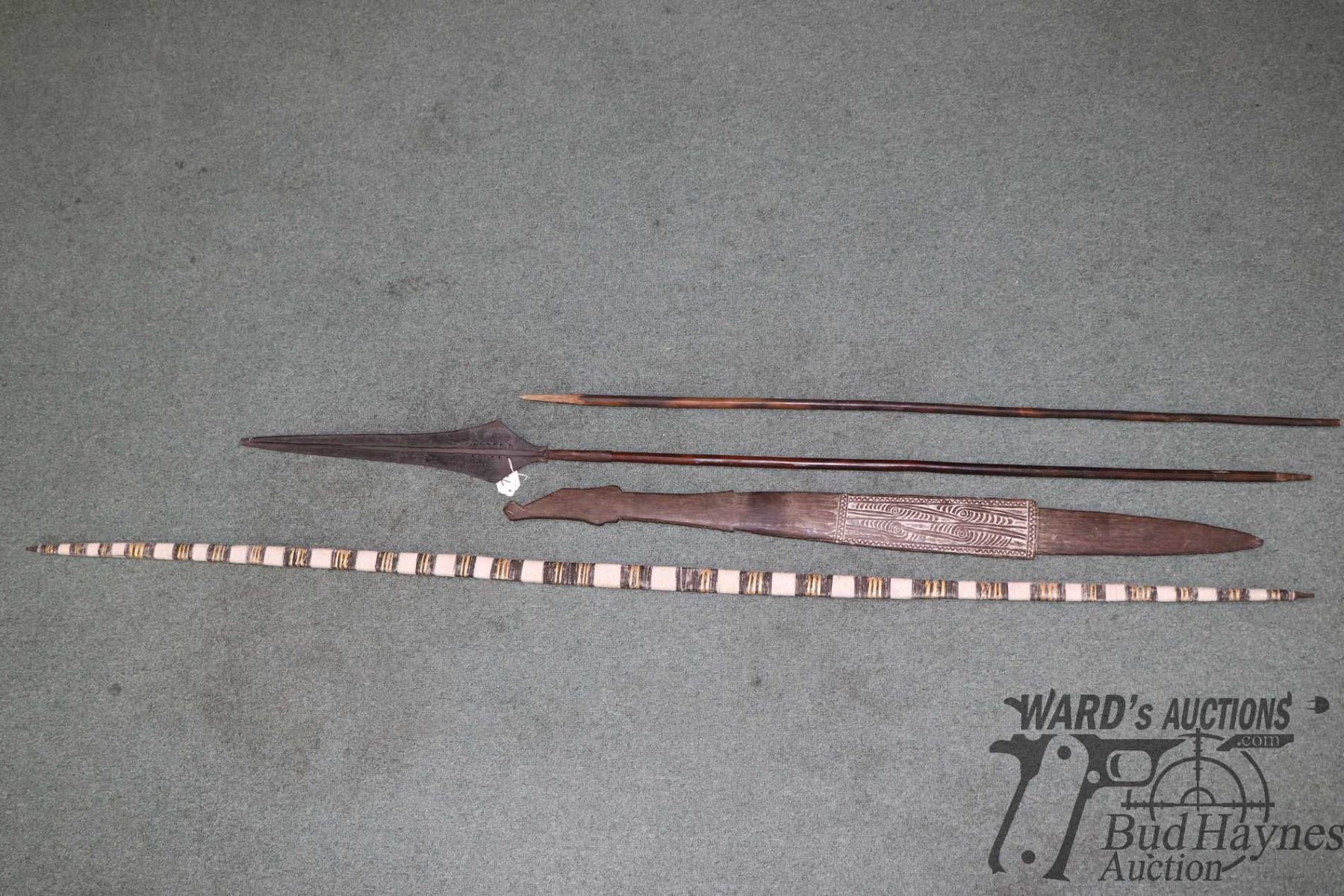 Hand made primitive bow with decorative reed and two tone string ...