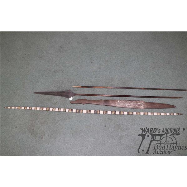 Hand made primitive bow with decorative reed and two tone string ...