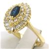 Image 4 : 14k Yellow Gold 1.00 ctw Marquise Sapphire Solitaire Ring w/ Double Diamond Halo