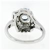 Image 7 : Art Deco 14k White Gold 1.45 ctw Round Aquamarine and Diamond Cocktail Ring