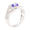Image 4 : 1.22 ctw Oval Mixed Tanzanite And Round Brilliant Cut Diamond Ring - 14KT White