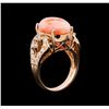 Image 4 : 5.68 ctw Pink Coral and Diamond Ring - 14KT Rose Gold