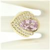 Image 5 : 14k Yellow Gold Bezel Pear Morganite & Diamond Channels 8.05 ctw Large Ring