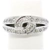 Image 2 : Vintage Platinum 0.50 ctw Round Single Cut Pave Diamond Interlocking Band Ring
