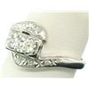 Image 2 : Vintage Estate Etched 14k White Gold Prong Set Dual Round Brilliant Diamond Ring