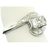 Image 3 : Vintage Estate Etched 14k White Gold Prong Set Dual Round Brilliant Diamond Ring
