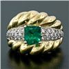 Image 1 : Vintage 18k Gold 2.29 ctw GIA Certified Colombian Emerald and Diamond Cocktail R