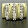 Image 6 : Italian 14K Solid Yellow Gold.35 ctw G VS Diamond Vertical Grooved Wide Band Rin
