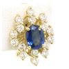 Image 2 : 18k Gold EGL Certified Royal Blue Sapphire and VVS E Diamond Omega Earrings