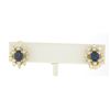 Image 3 : 18k Gold EGL Certified Royal Blue Sapphire and VVS E Diamond Omega Earrings