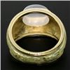 Image 6 : 14K Yellow Gold Fine Cabochon Blue Moonstone & Enamel Textured Ring Unique
