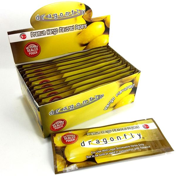 Dragonfly Premium Mango Flavored Papers - Box of 12 Booklets (32 Papers Per Booklet) (1 1/4")