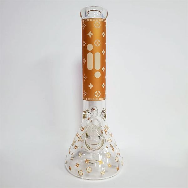 14" Infyniti Brand Beaker Tube - Gold w/ Glow in the Dark Star Design