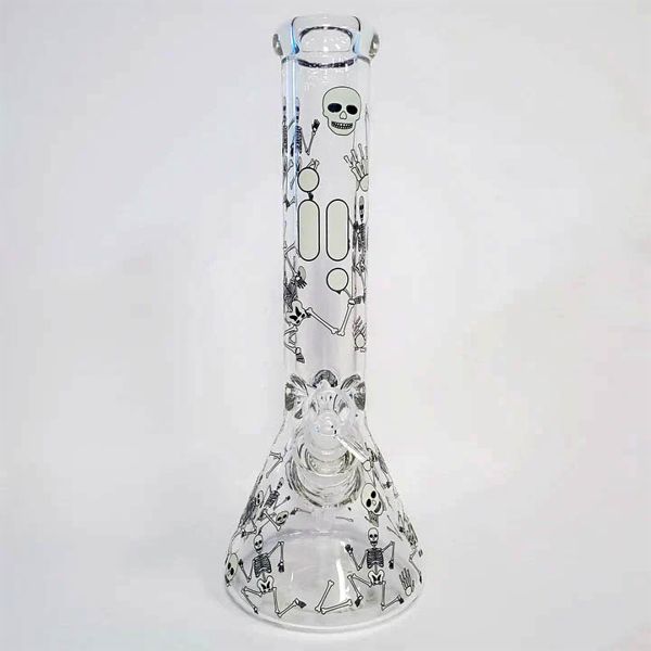 14" Infyniti Brand Beaker Tube - Glow in the Dark Skeleton Design