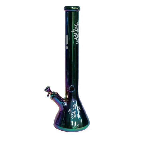 18" Infyniti Brand Beaker Tube - Dark Geen Sunshine w/ Tree Design
