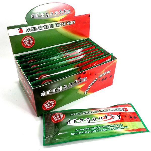Dragonfly Premium Watermelon Flavored Papers - Box of 12 Booklets (32 Papers Per Booklet) (1 1/4")