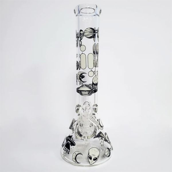 14" Infyniti Brand Beaker Tube - Glow in the Dark Alien Design