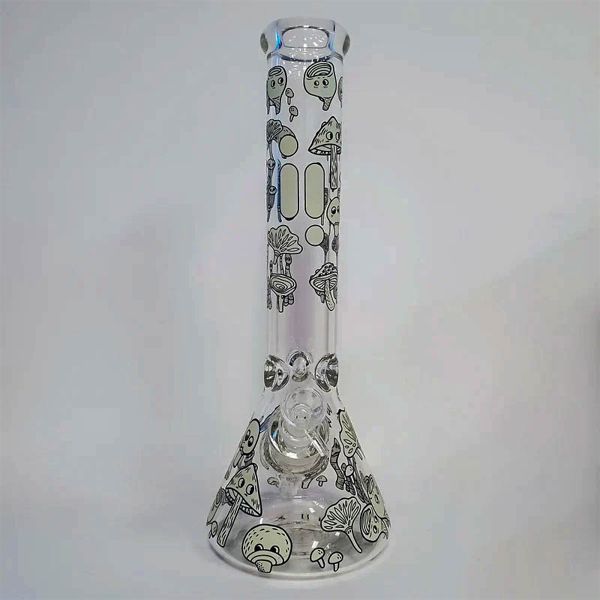 14" Infyniti Brand Beaker Tube - Glow in the Dark Mushroom Design