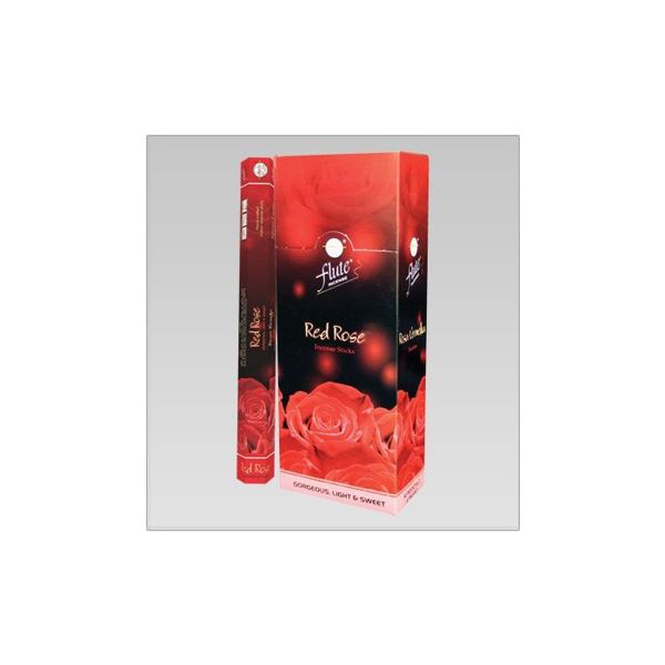 Flute Incense - Red Rose - 120 Sticks (9") (6 Packs of 20)