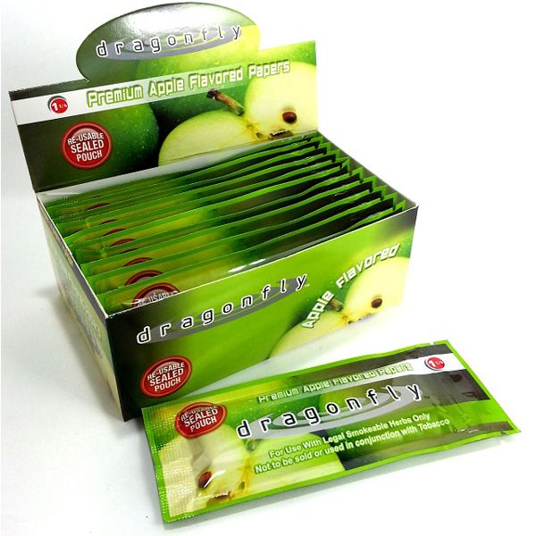 Dragonfly Premium Apple Flavored Papers - Box of 12 Booklets (32 Papers Per Booklet) (1 1/4")