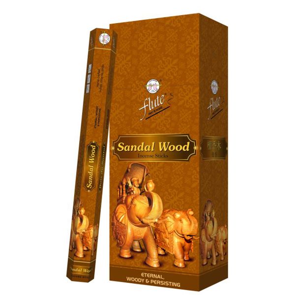 Flute Incense - Sandal Wood - 120 Sticks (9") (6 Packs of 20)