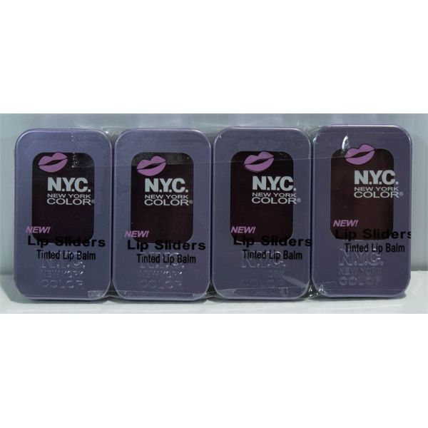 Lot of 4 N.Y.C Lip Sliders Tinted Lip Balm - 514A Suger Rush - 9g ea.