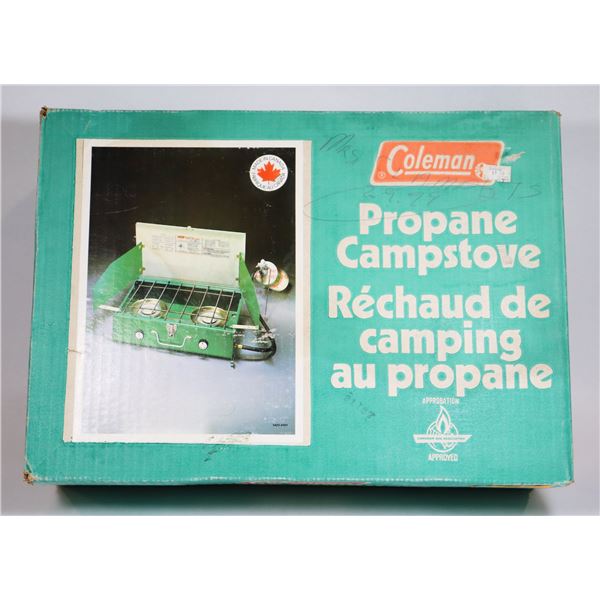 VINTAGE COLEMAN PROPANE CAMP STOVE SEALED UNUSED