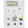Image 1 : LOT OF ASSORTED CANADIAN COINS, STAMPS & 1 DOLLAR