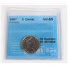 Image 1 : 1967 5 CENT AU-55 GRADED BY C.C.C.S.