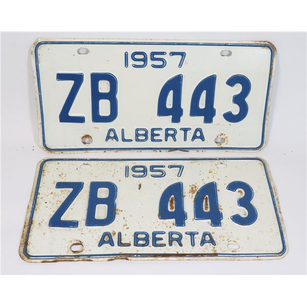 ALBERTA 1957 LICENSE PLATE SET