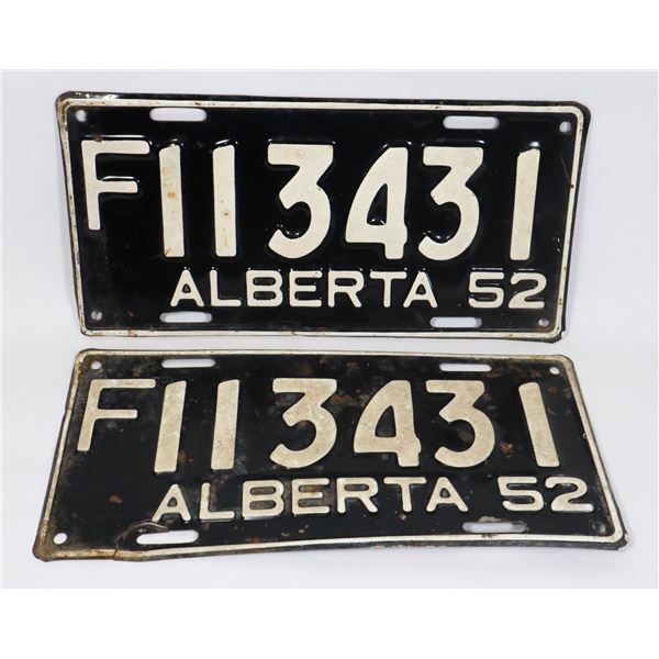 ALBERTA 1952 LICENSE PLATE SET